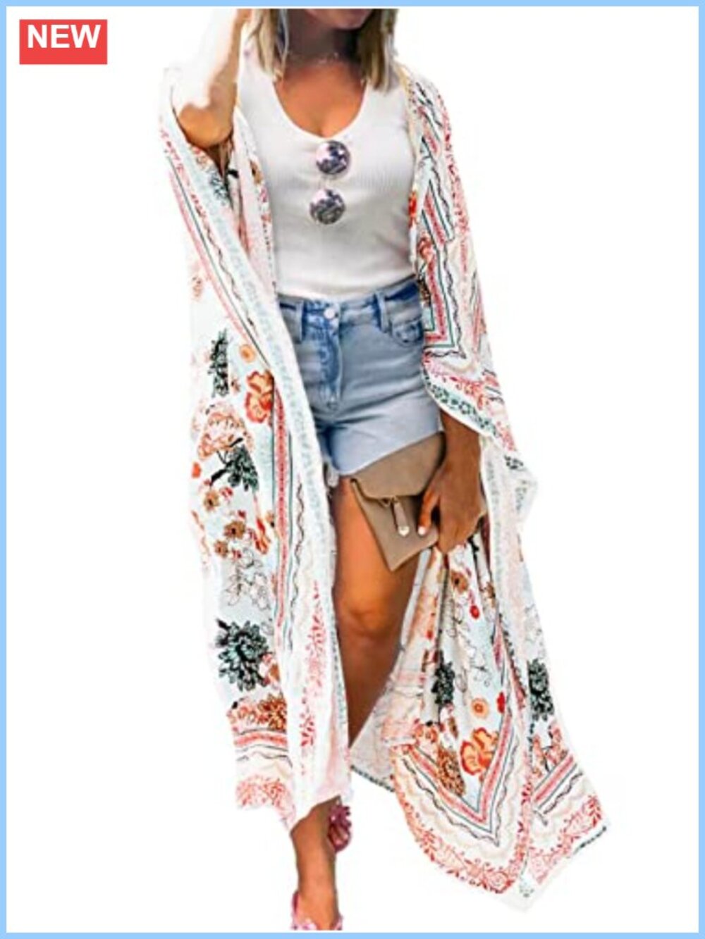 Womens Long Chiffon Kimono Cardigan Lightweight Swim Cover Up